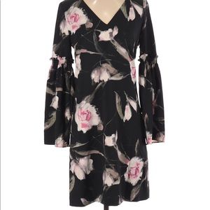 White House Black Market Floral Bell Sleeve Dress